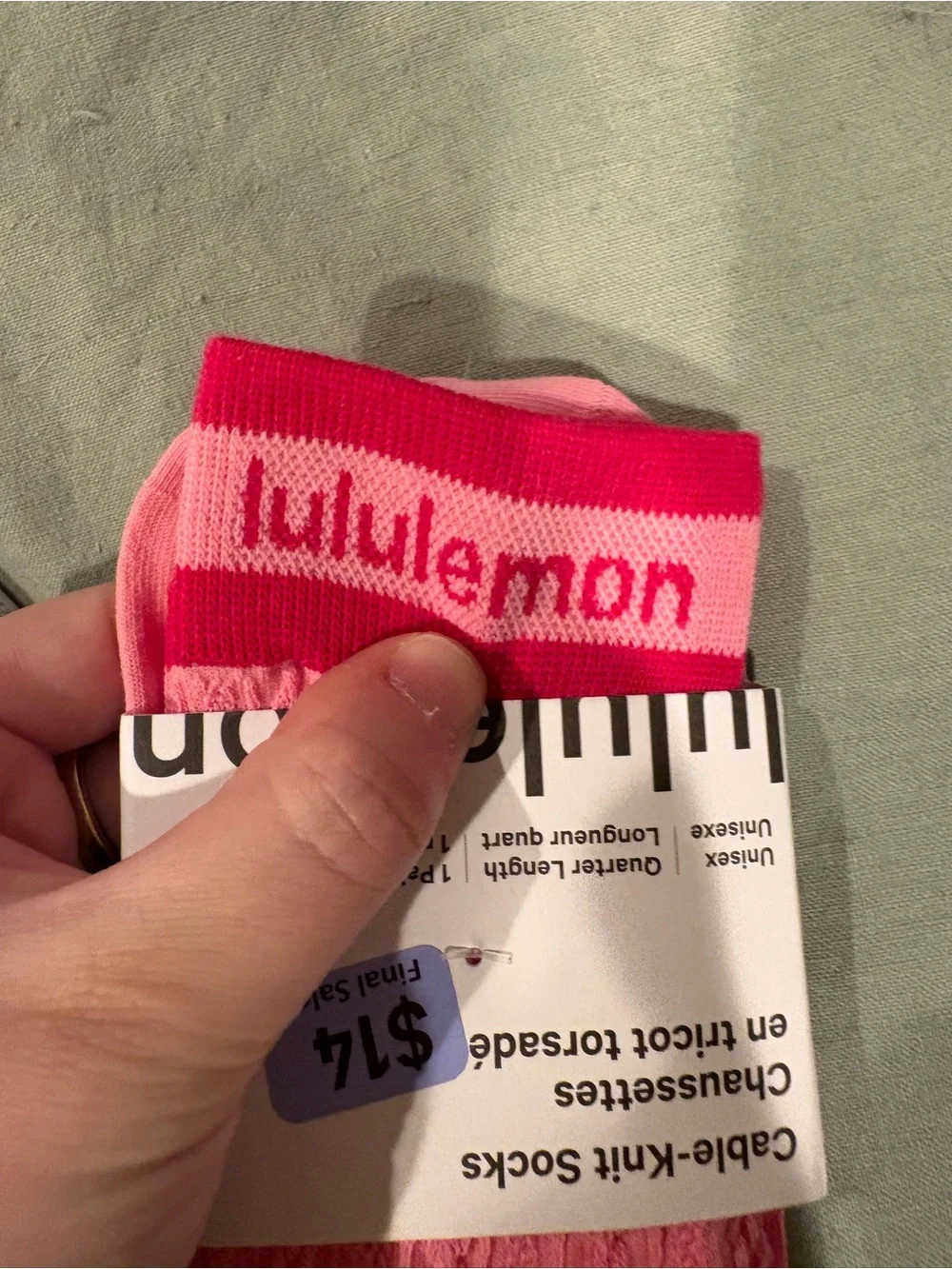 lululemon Cable-Knit Quarter Socks - Pink & Lavender (Pair)